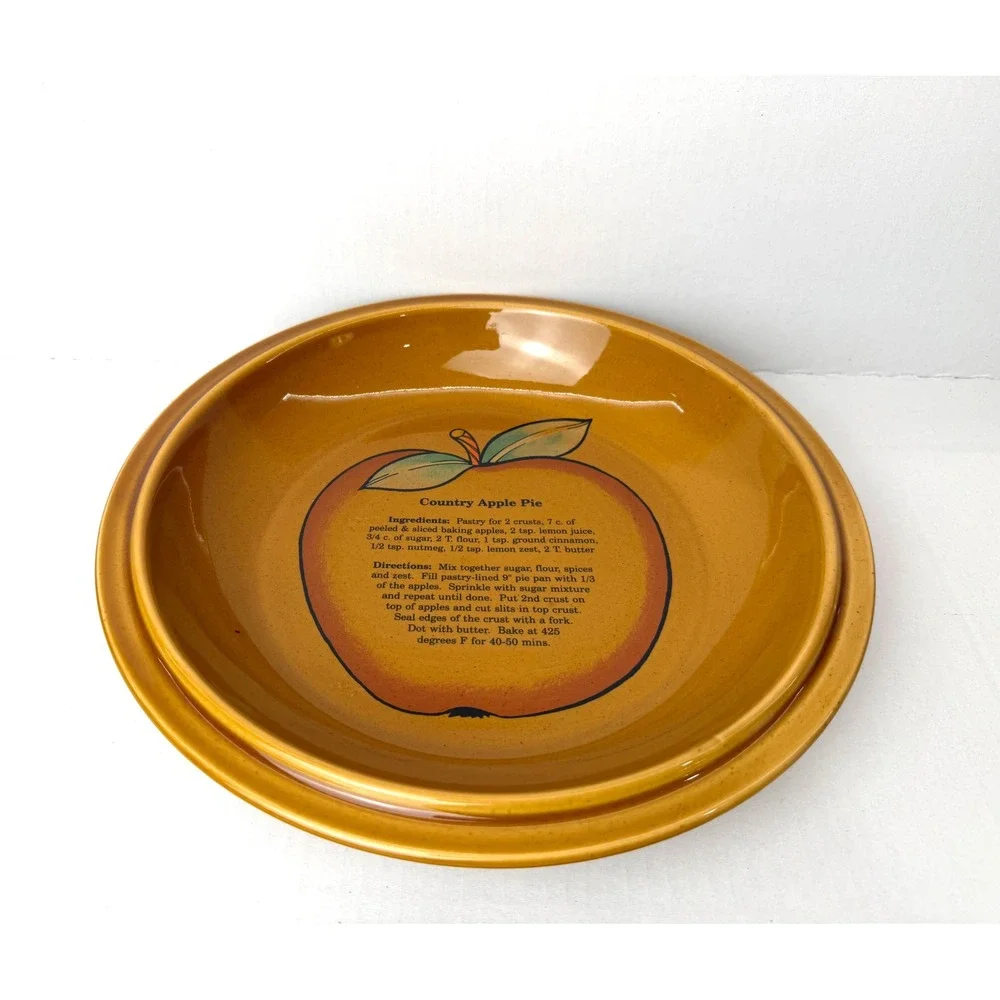 Pie Dish Kitchen 10in Yellow Excellent Country Apple Pie‎ Recipe Graphic